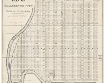 Sacramento City 1849 - Old Map Reprint - California Cities