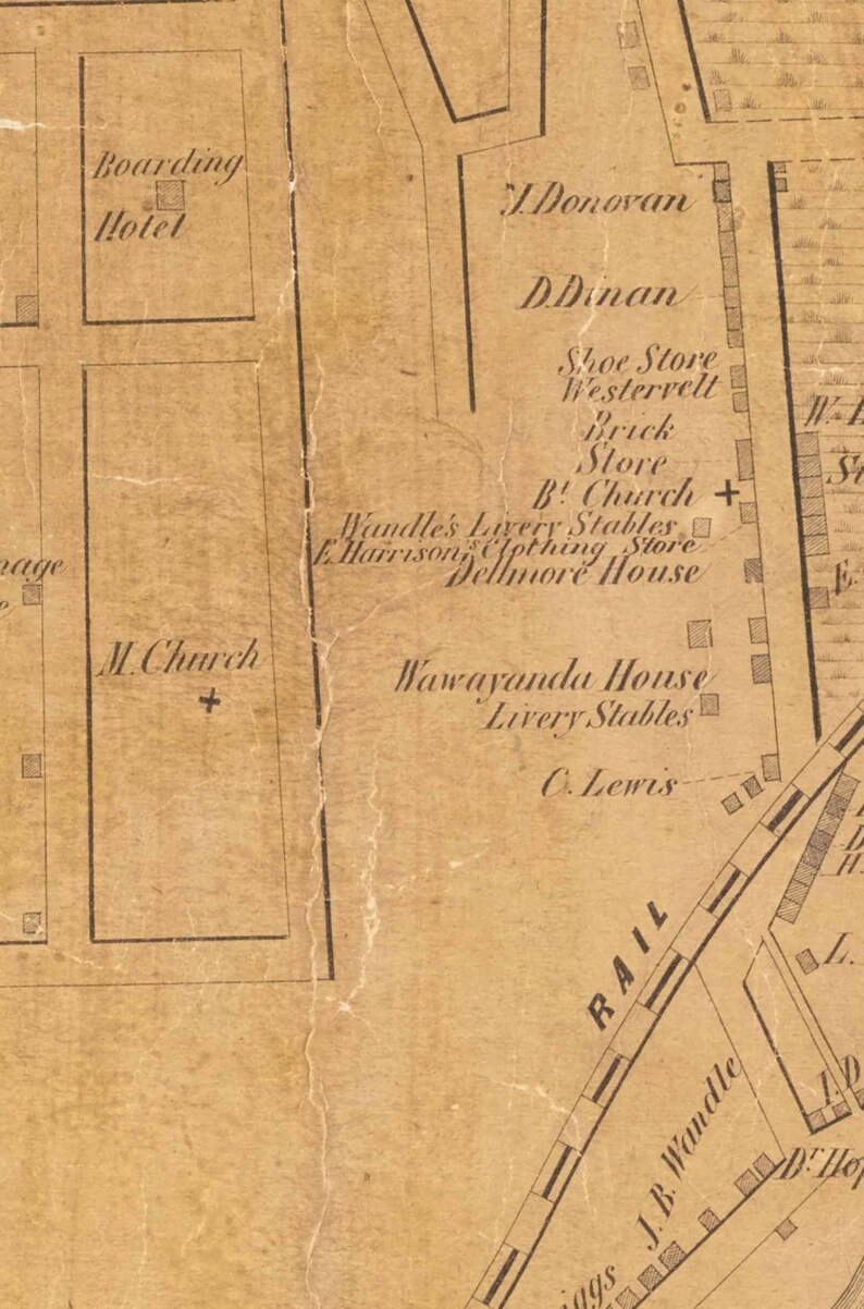 Piermont Village 1854 Old Map Homeowner Names Genealogy Etsy
