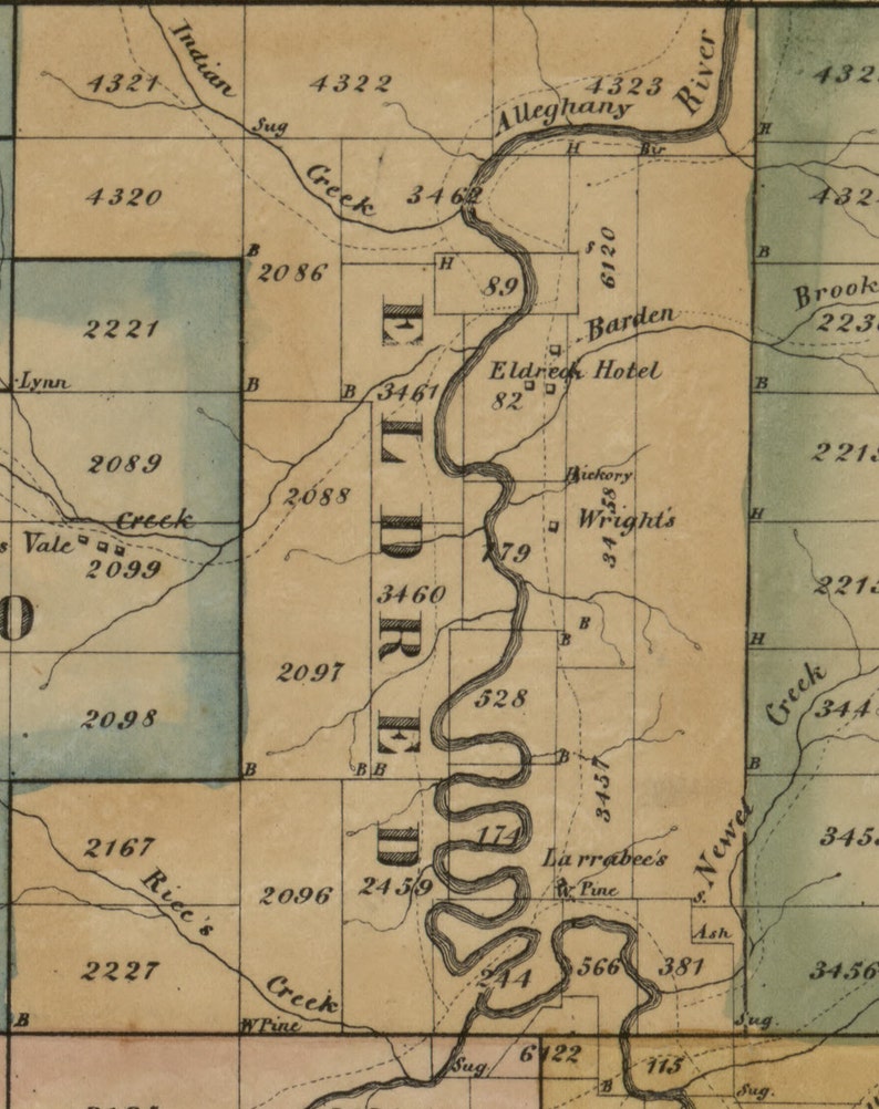 Mckean County Pennsylvania 1857 Wall Map With Landowner Etsy