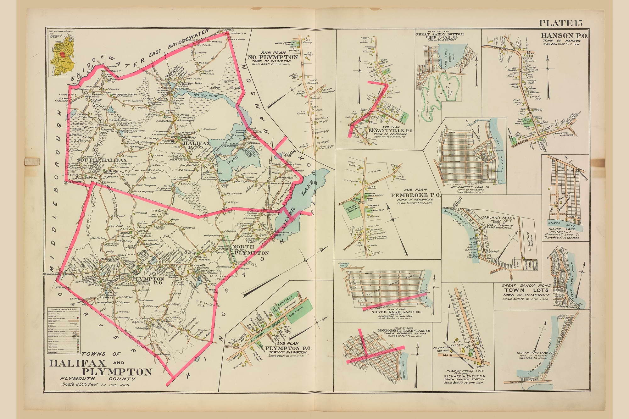 Hanson, Massachusetts 1879 Old Town Map Reprint - Plymouth Co.