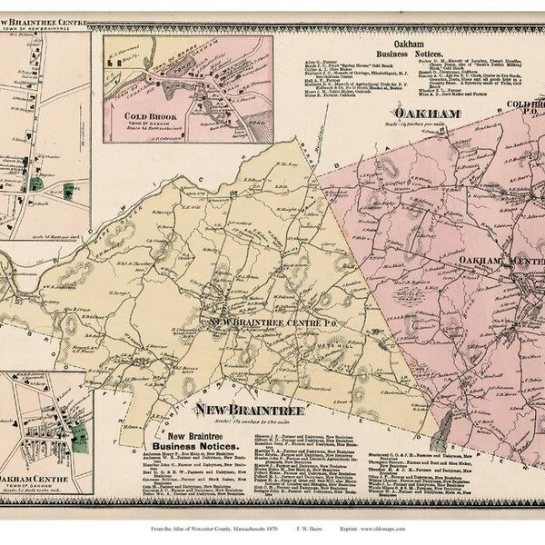 Oakham Ma Map Art Etsy