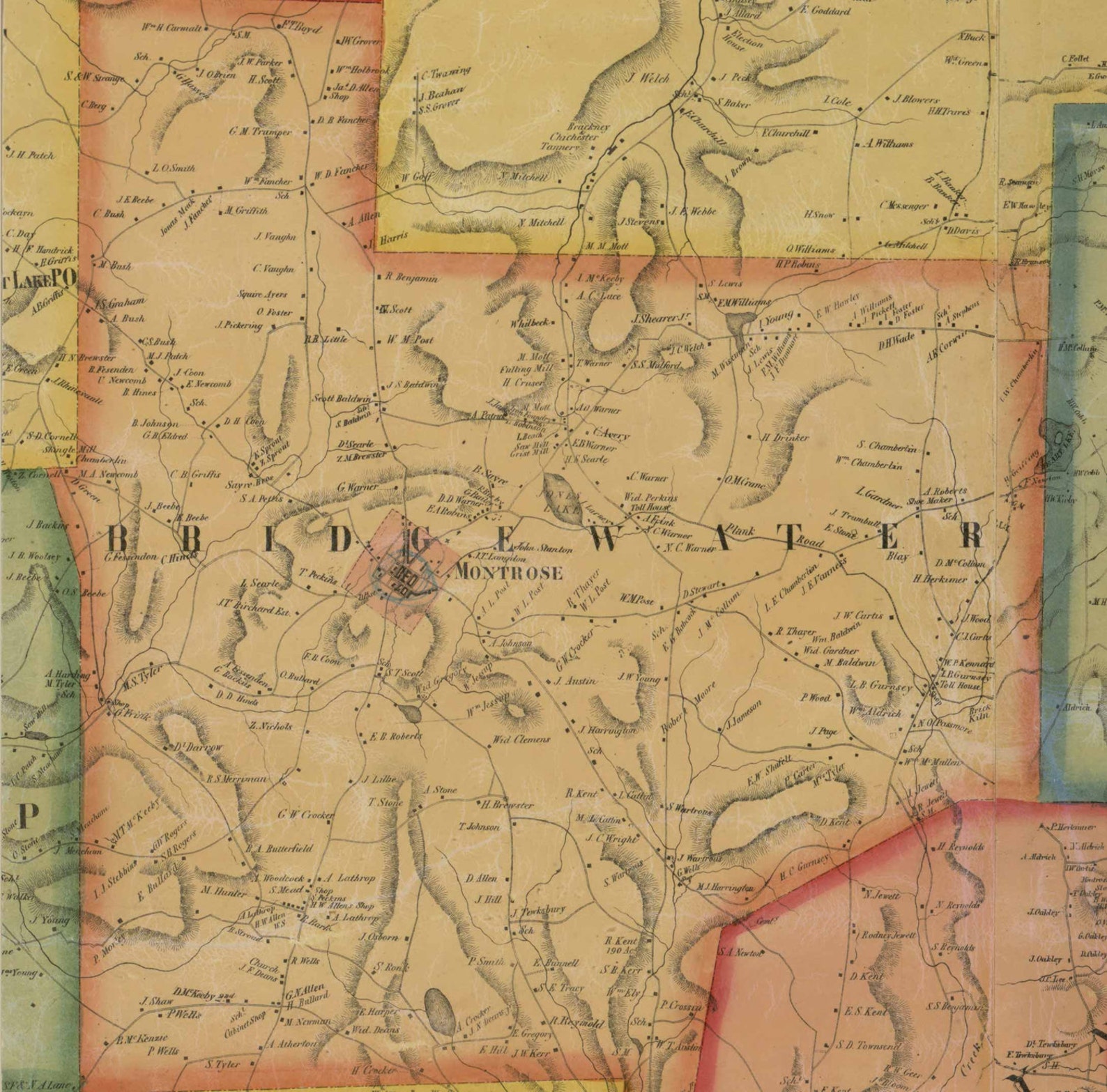 Susquehanna County Pennsylvania 1858 Old Wall Map With Etsy