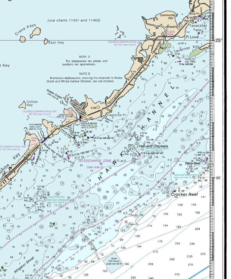 Vaca Key Navigation Chart Florida Keys - Alligator Reef to Sombrero Key 2014 - Nautical Map Vaca ...