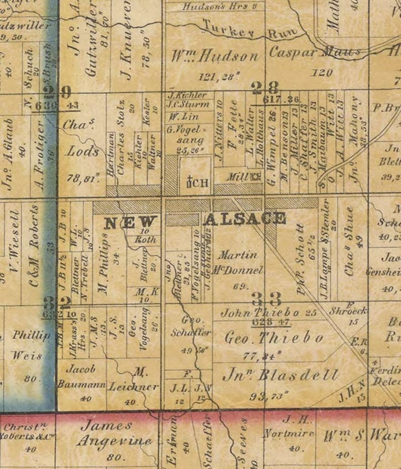 Dearborn county indiana 1860 old wall map reprint with etsy