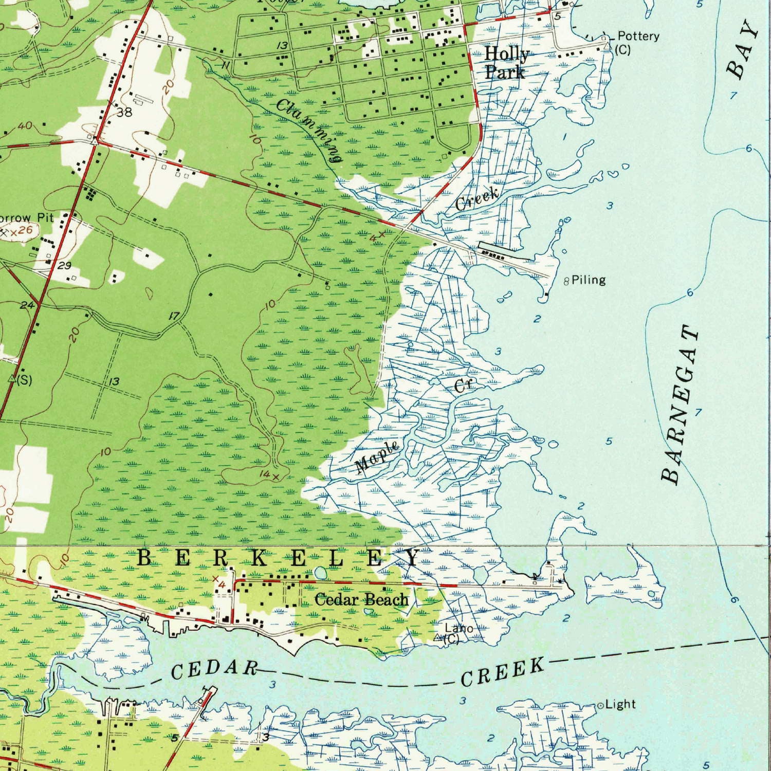 Island Beach State Park 1953 Old Topographic Map USGS Custom Composite ...