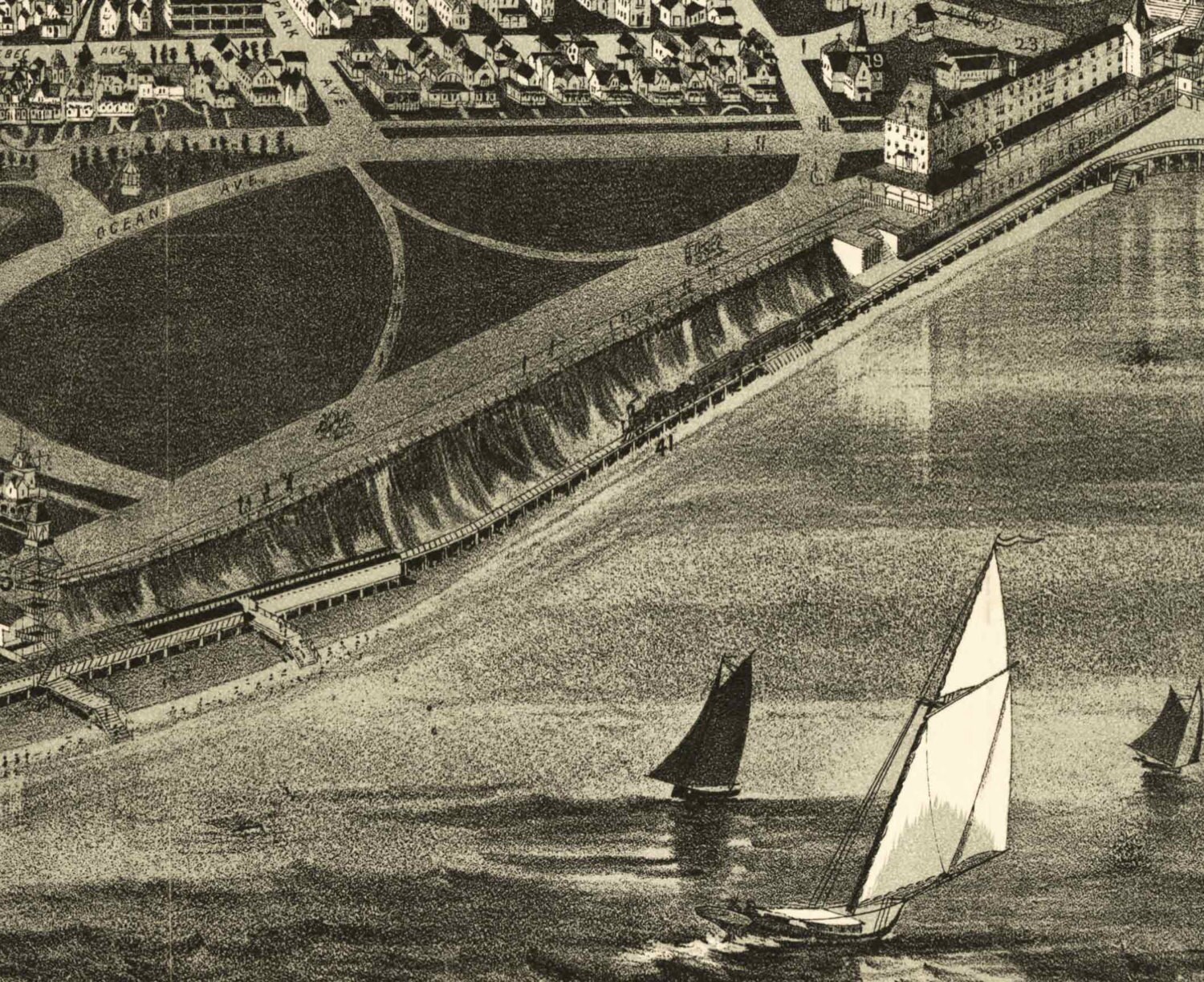 Cottage City Oak Bluffs 1890 Birds Eye View Martha's Etsy