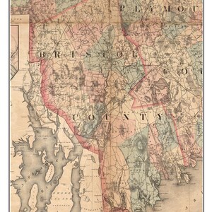 Bristol County 1861 - H.F. Walling Reprint - Shows House locations