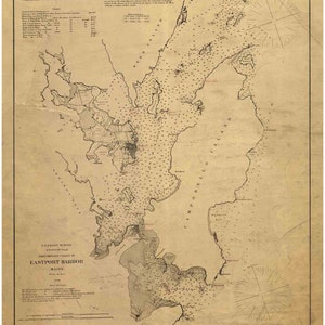 Eastport Harbor White & Deer Islands Campobello Island Quoddy Head Maine -1868 Nautical Map Harbors 5 302a Reprint