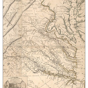 Virginia Tidewater Region 1755 Plantation Names Custom State Map Fry - Jefferson  Reprint
