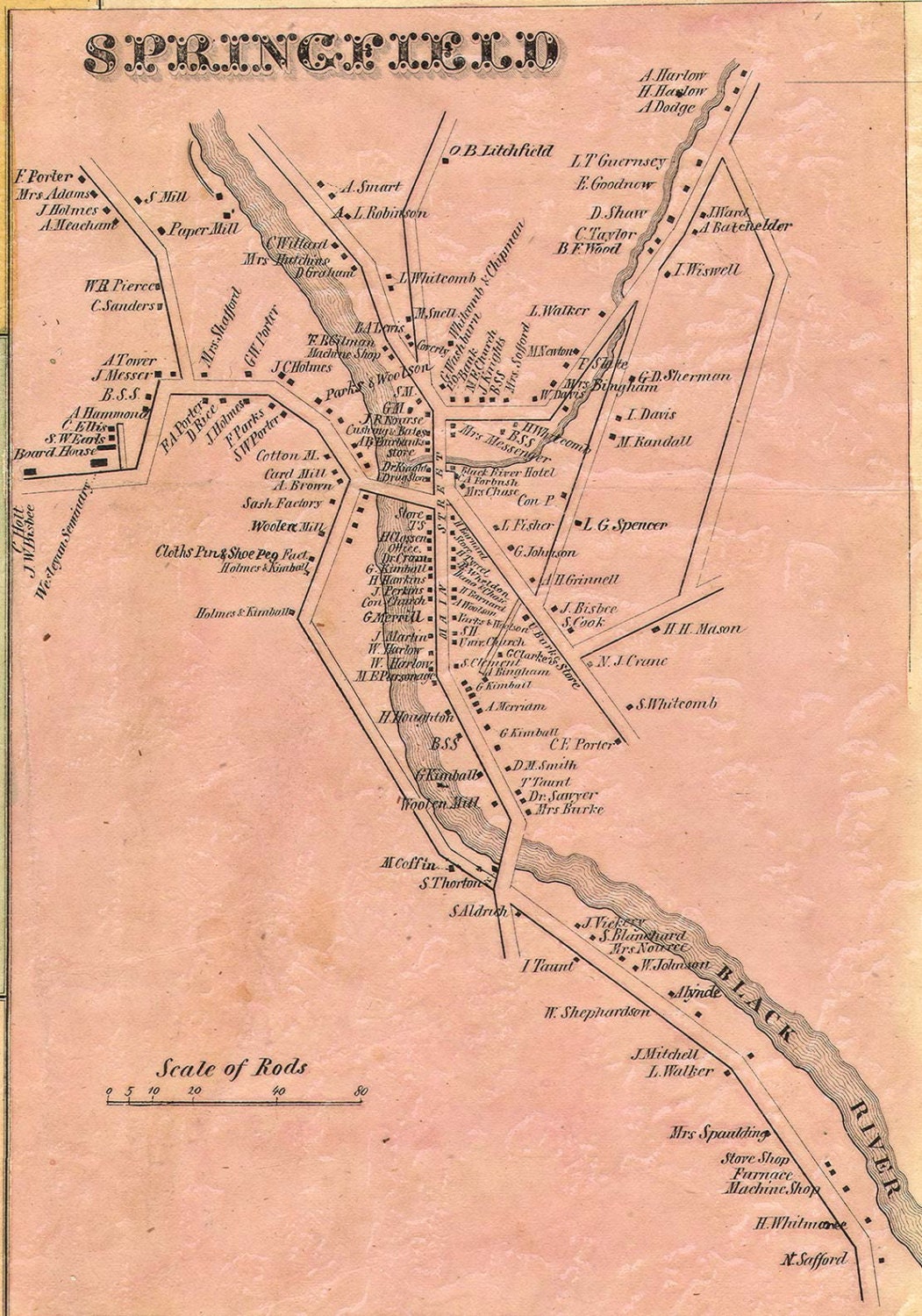 Windsor County Vermont 1856 Old Wall Map Reprint With Etsy