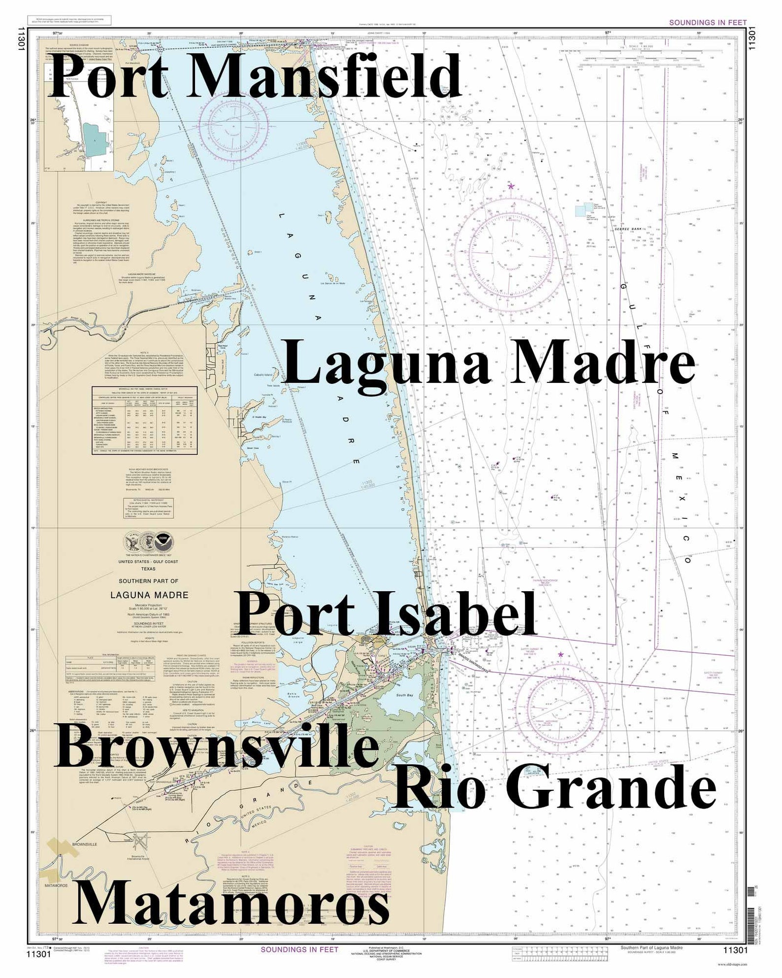 Southern Laguna Madre 2013 Nautical Old Map Reprint Rio Etsy