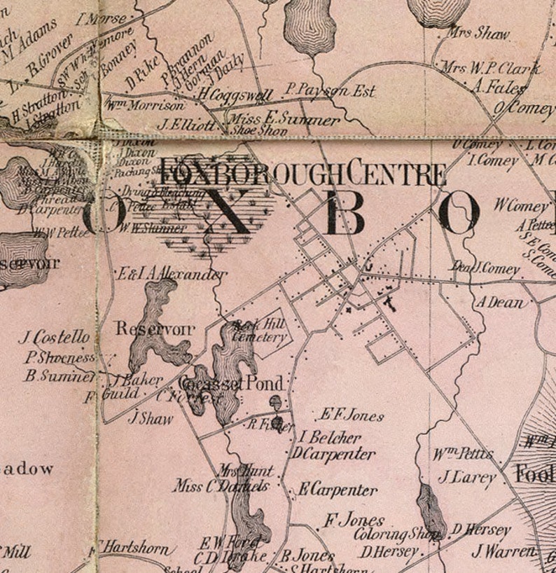 Norfolk County Massachusetts 1858 Old Wall Map Reprint With Etsy