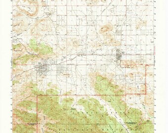 Joshua Tree Topographic Map Joshua Tree 1955 Old Topo Map Quad Reprint 15X15 Usgs | Etsy
