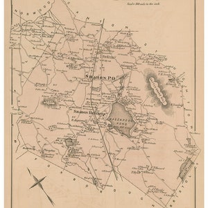 Sharon - 1876 - Old Town Map Reprint - Massapoag Pond, Norfolk County, Massachusetts - Homeowner Names, Genealogy - MA Atlas