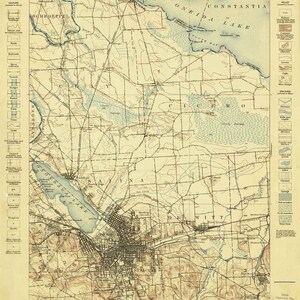Syracuse 1898 ED Old Topo Map Cicero Onondaga Lake Salina Oneida Lake Geological features  - 15x15 USGS Topographic New York