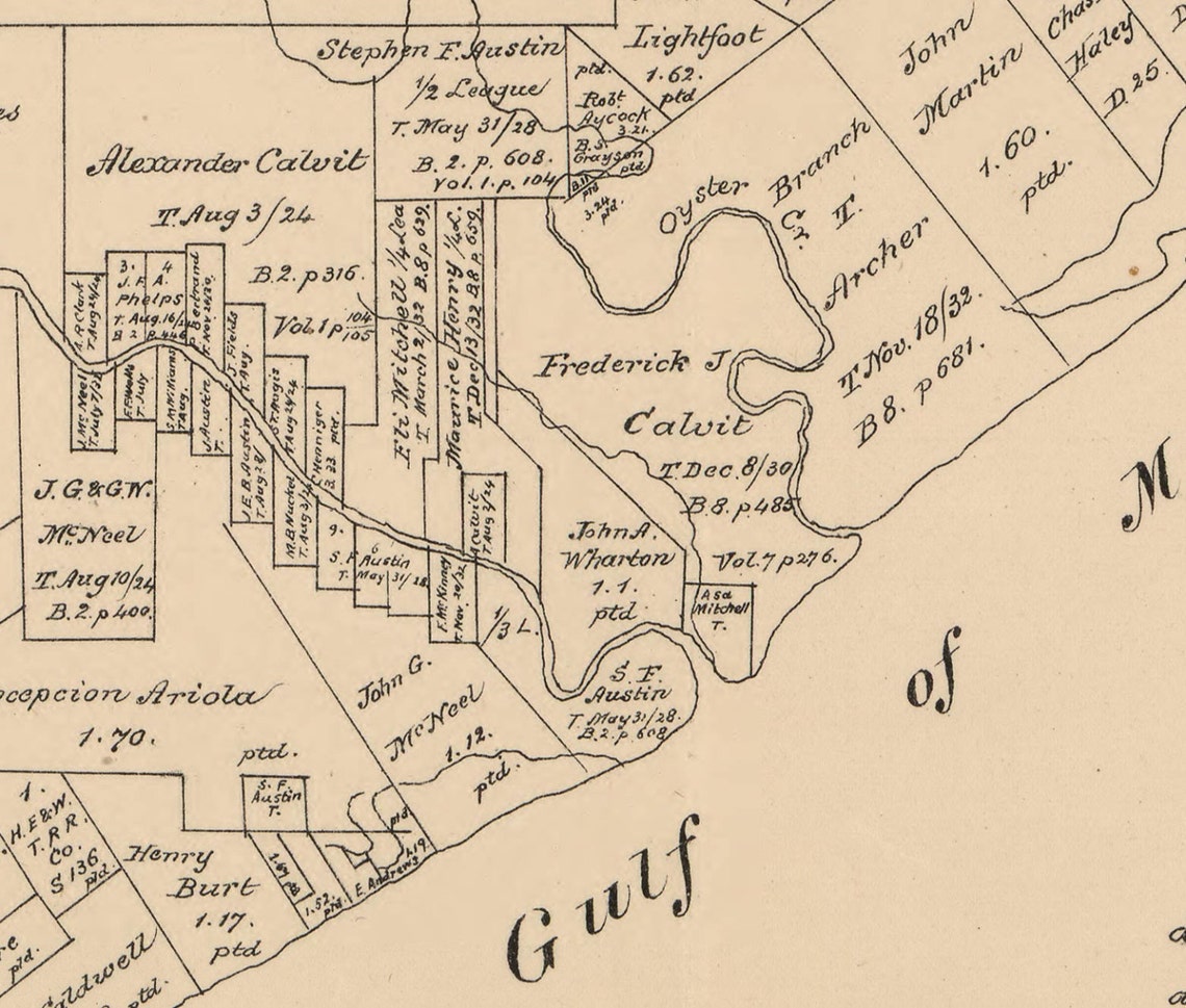 Brazoria County Texas 1879 Old Wall Map Reprint With Land Etsy