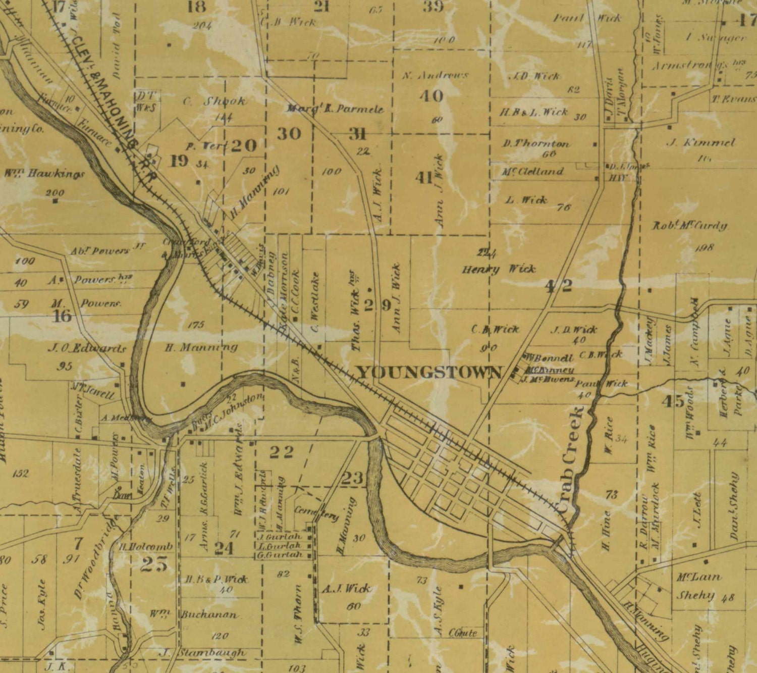 Mahoning County Ohio 1860 Old Wall Map Reprint with Etsy