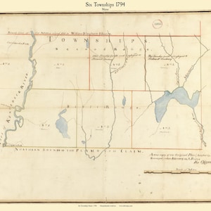 Six Towships Maine 1794 Solon - Athens - Harmony - Madison - Cornville - Hartland - Town Plan Old Roads Reprint  Massachusetts Archives - MA