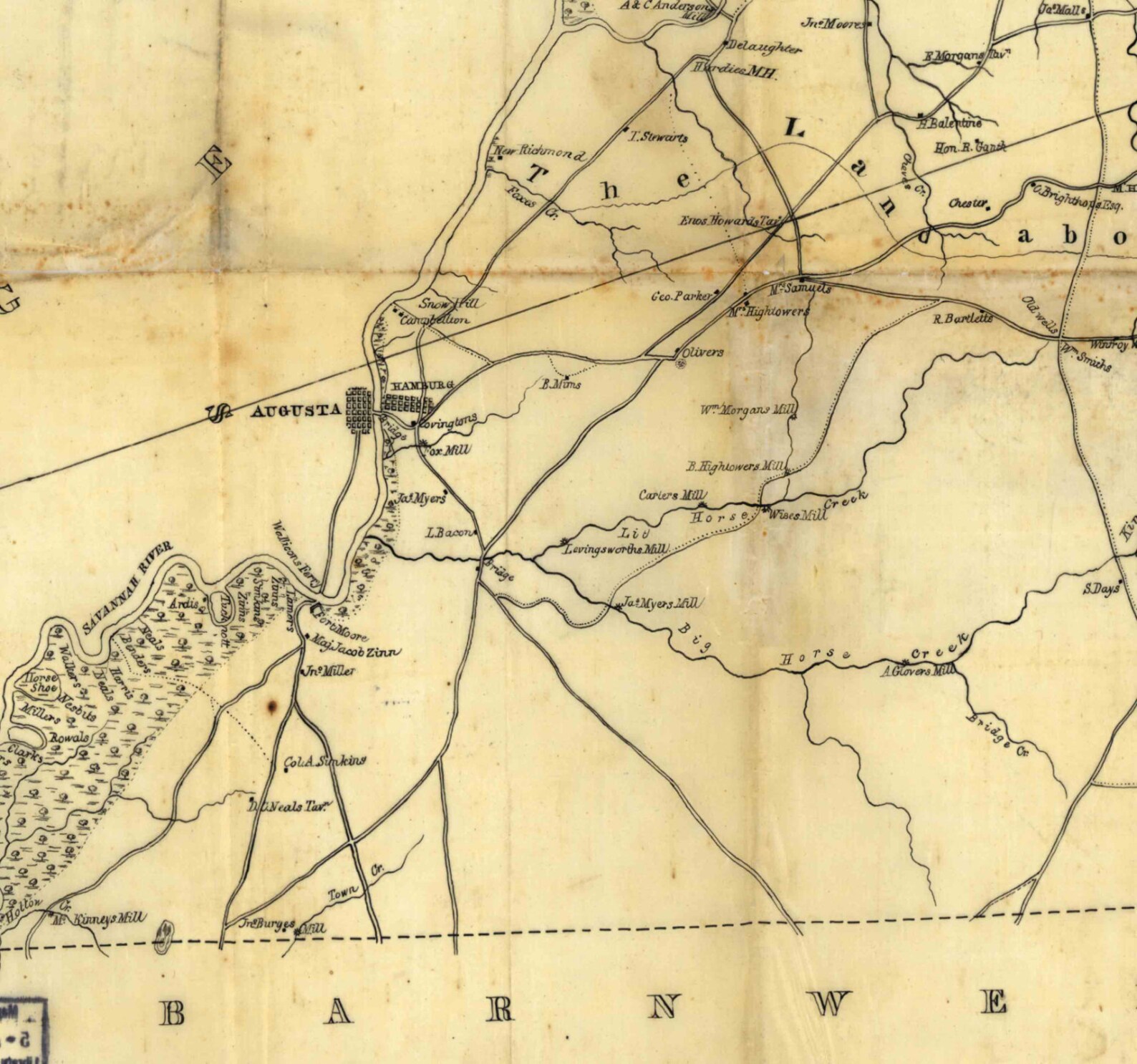 Edgefield District South Carolina 1825 County Wall Map Etsy