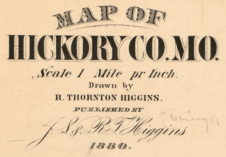 Hickory County Missouri 1880 Old Wall Map With Landowner & Etsy