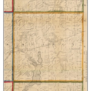 Quincy 1858 Old Town Map with Homeowner Names - Marble Lake Michigan - Reprint Genealogy Branch Co MI TM