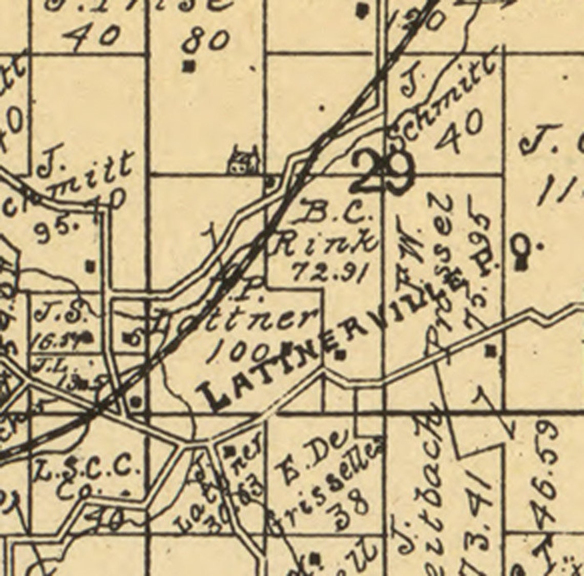 Dubuque County Iowa 1900 Old Wall Map with Landowner Names Etsy