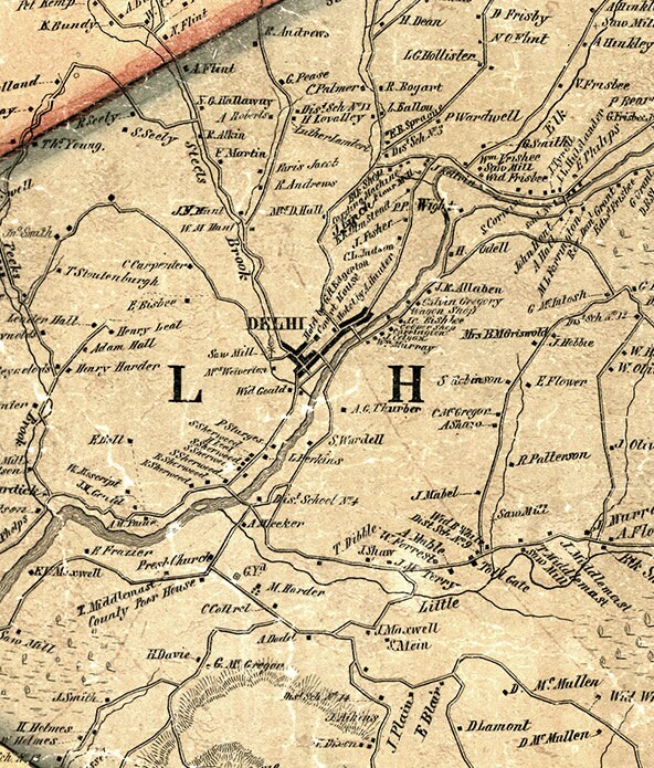 Delaware County New York 1856 Wall Map Reprint with  Etsy