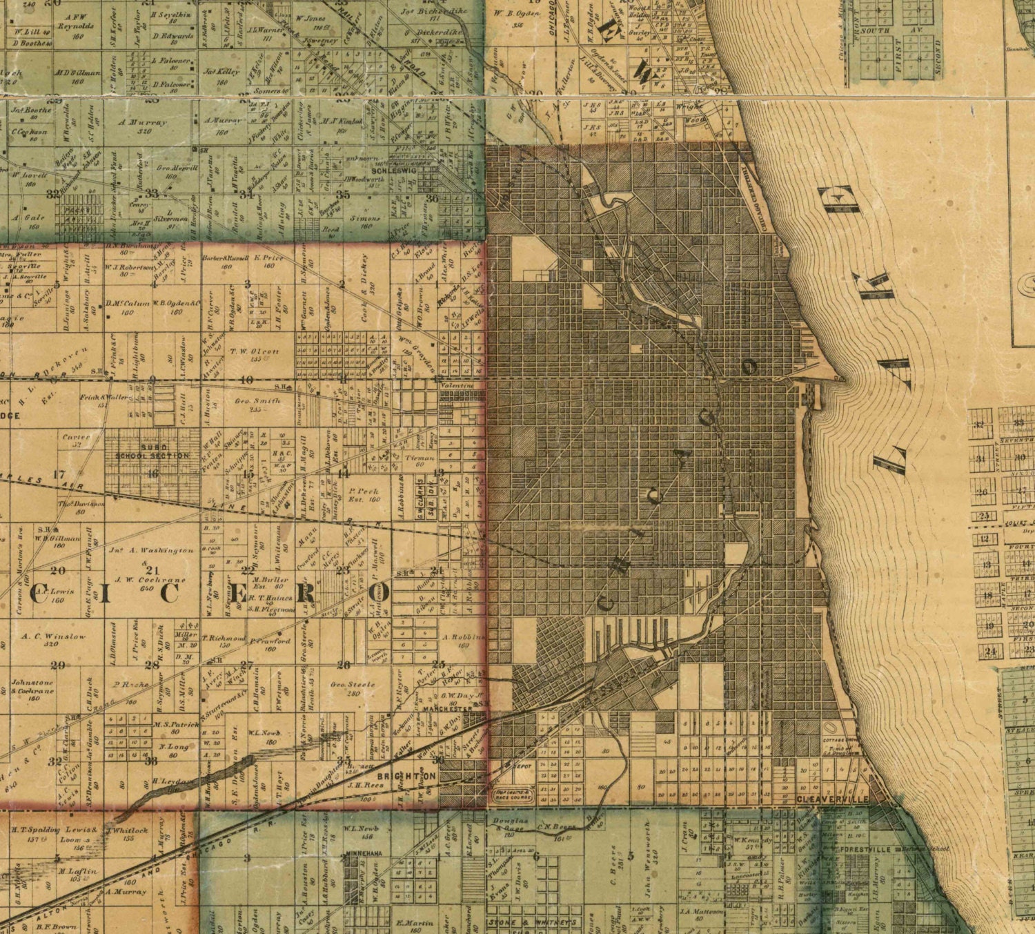 Cook County Illinois 1861 Old Wall Map Reprint With Etsy