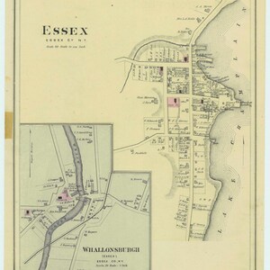 Essex Villages New York 1876 Map - Reprint - Essex Co NY Atlas