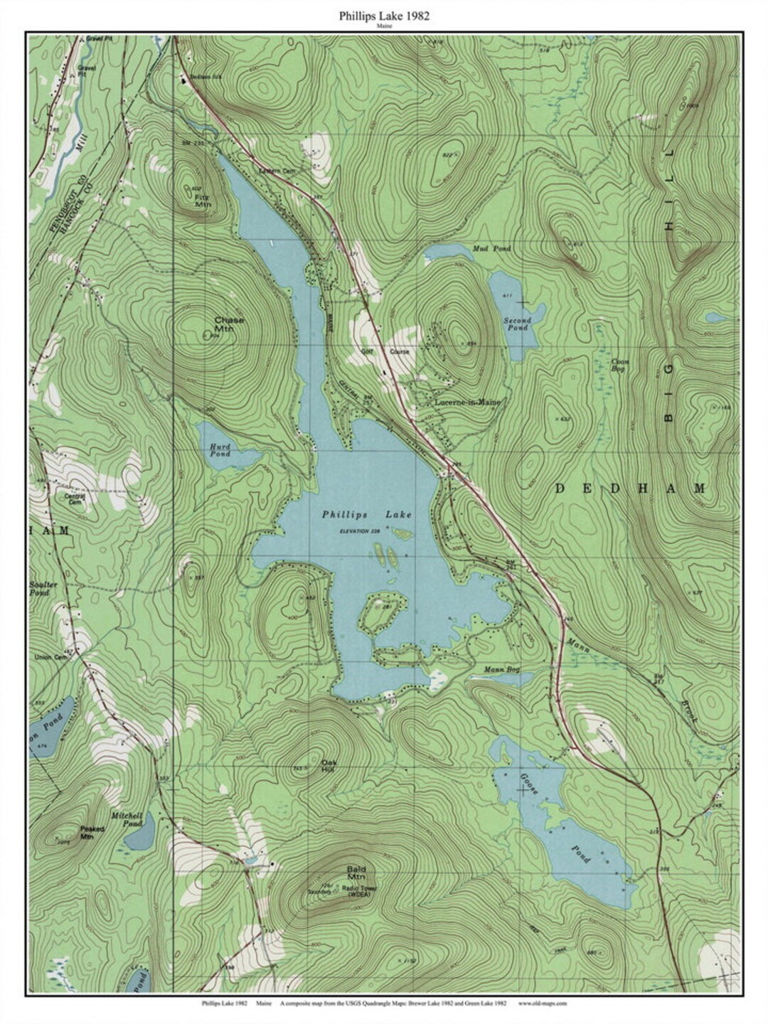 Phillips Lake 1982 Topographic Map USGS 7x7 Custom Composite Reprint