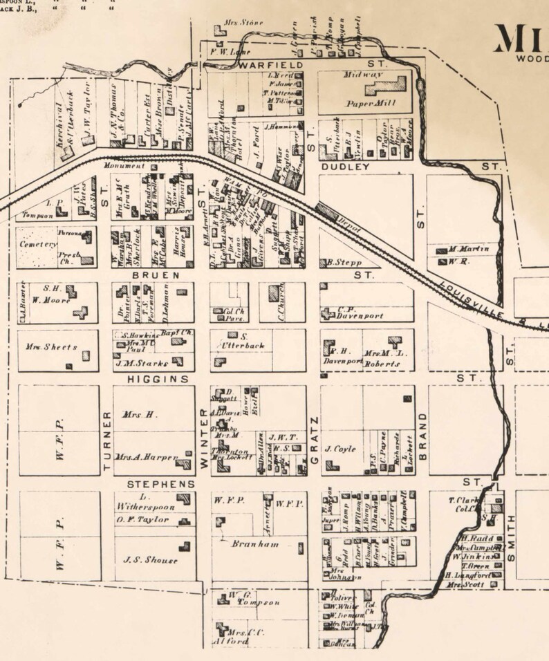 Woodford County Kentucky 1870 Old Wall Map With Homeowner - Etsy