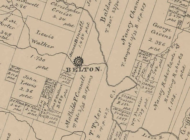 Bell County Texas 1879 Old Wall Map Reprint With Land Etsy