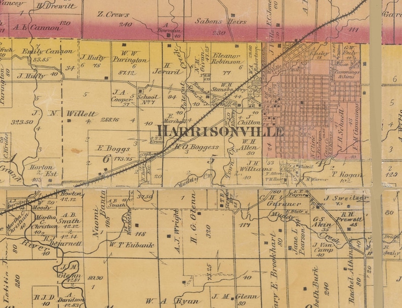 Cass County Missouri 1877 Old Wall Map With Landowner & Etsy