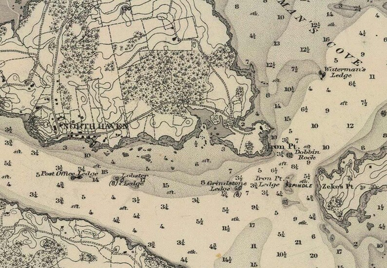 Fox Islands Thoroughfare 1871 Maine Nautical Map Harbors 3 Etsy