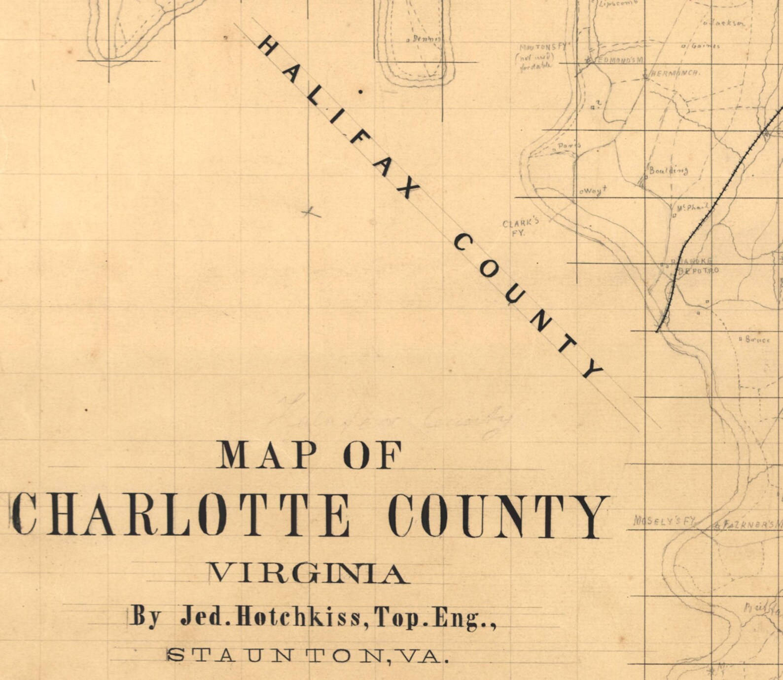 Charlotte County Virginia 1860x Old Wall Map With Homeowner Etsy