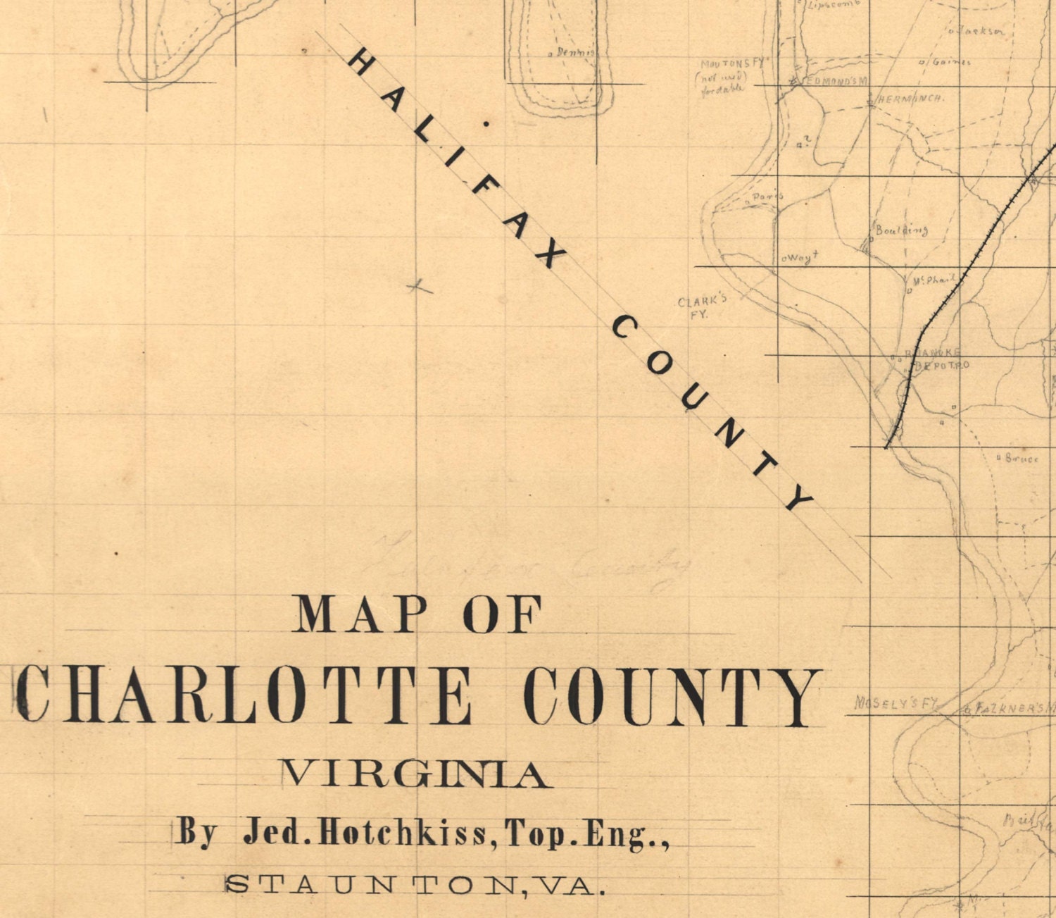 Charlotte County Virginia 1860x Old Wall Map With Homeowner Etsy