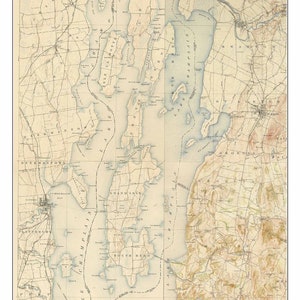 Lake Champlain North 1916 Old Topographic Map USGS - Custom Composite Reprint Vermont
