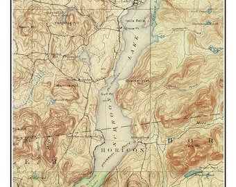 Schroon Lake ca 1900 USGS Old Topographical Map Custom Composite Print New York Eastern Lakes