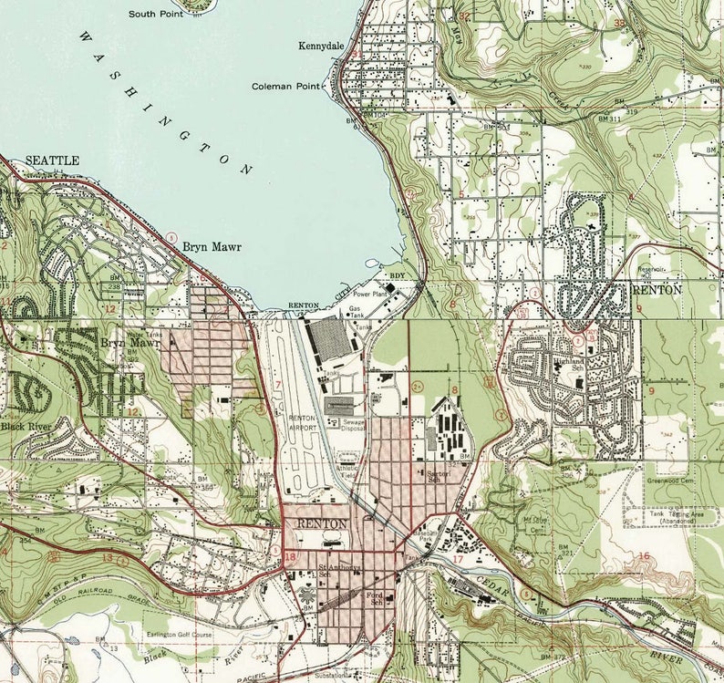 Seattle Ca. 1949 USGS Old Topographic Map Custom Composite Etsy