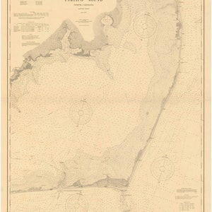 Pamlico Sound 1899 Eastern Sheet - Outer Banks North Carolina - Nautical Map  Reprint  80000 AC Chart 142