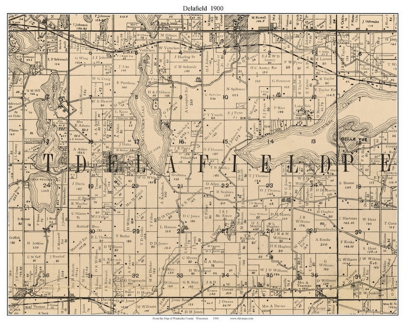 Delafield 1900 - Old Town Map With Homeowner Names - Hartland ...