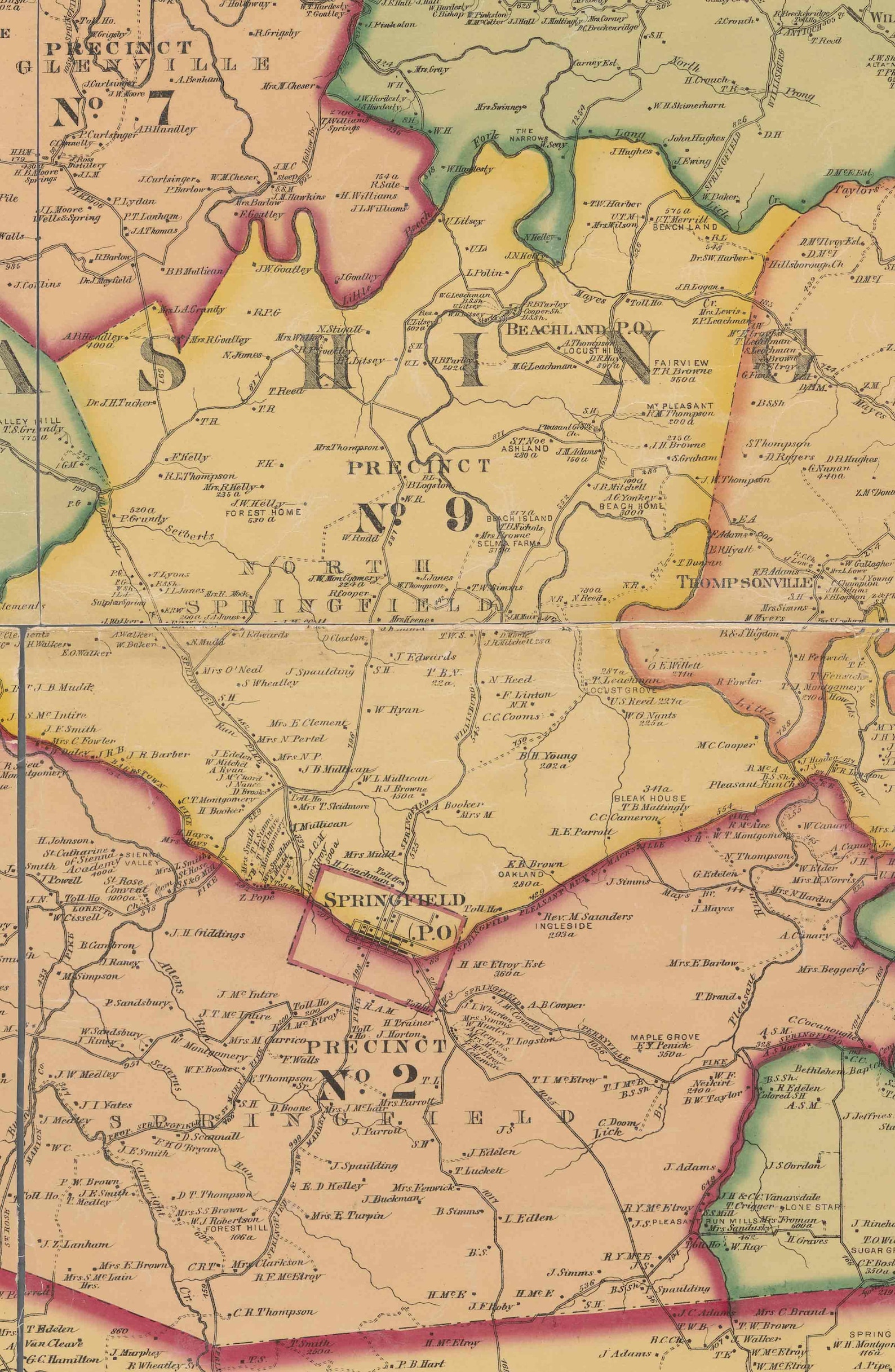Marion & Washington Counties Kentucky 1877 Old Wall Map With Etsy