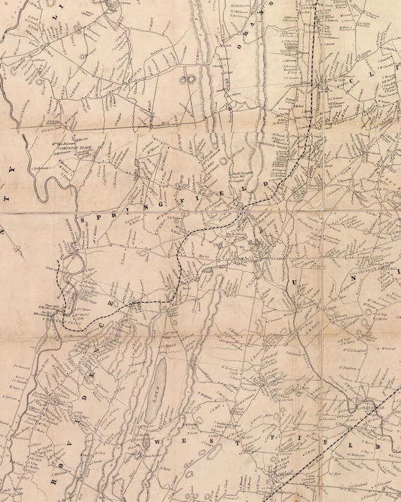 Springport 1853 Map Springfield 1850 Old Town Map With Homeowner Names Squiertown | Etsy