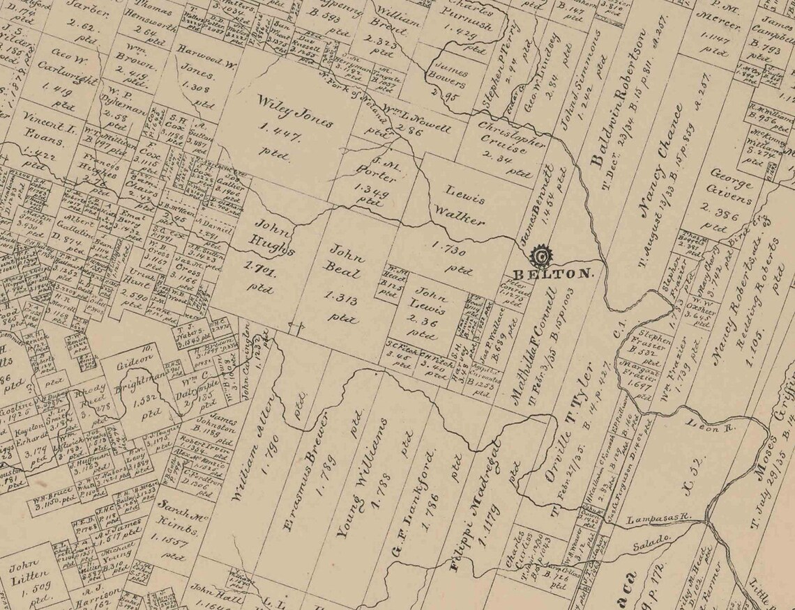 Bell County Texas 1879 Old Wall Map Reprint With Land Etsy