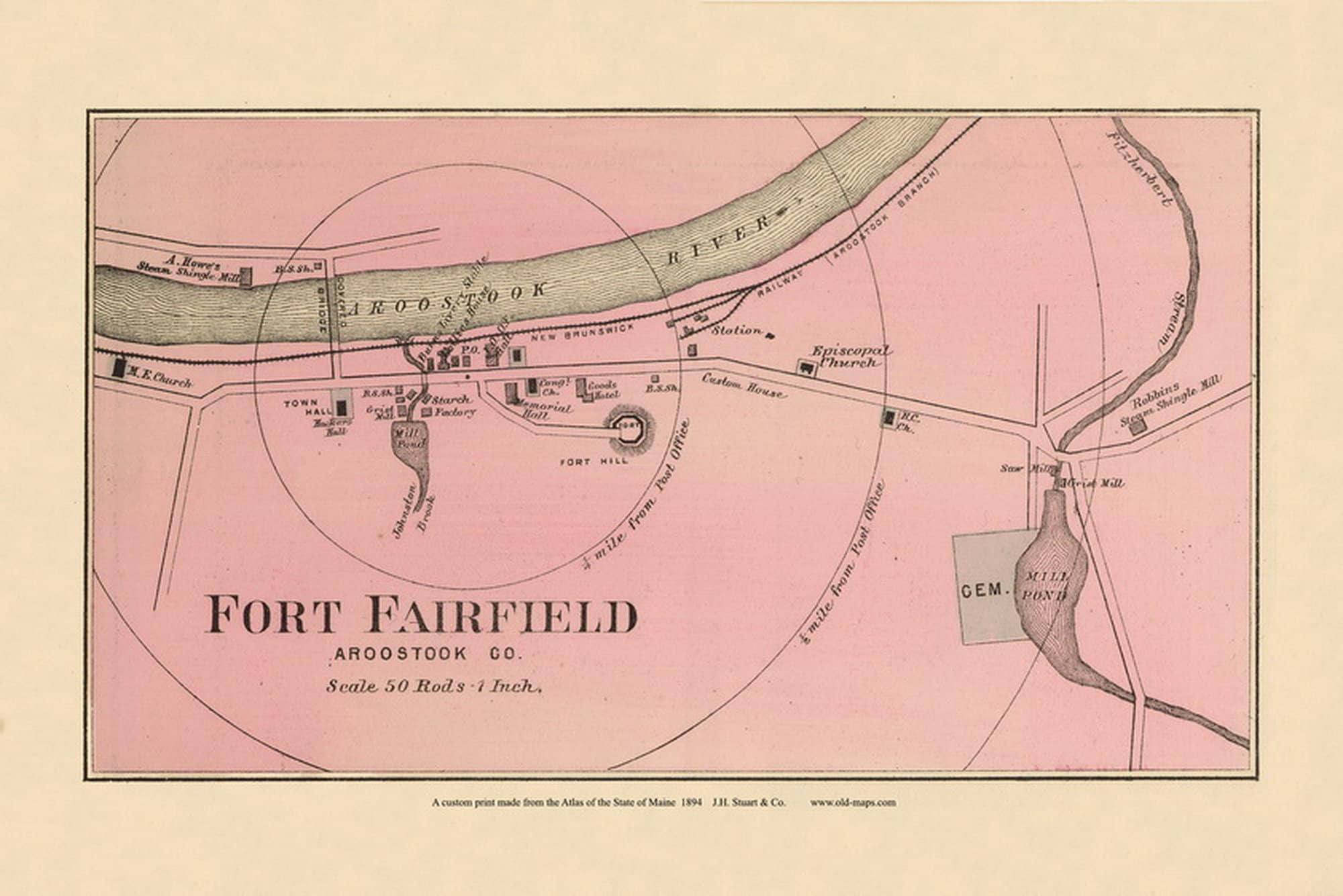 Fort Fairfield 1894 Old Map Reprint Maine State Atlas Stuart Etsy UK