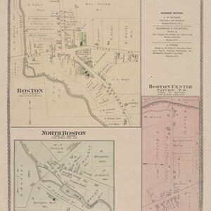 Boston Villages 1880  Old Town Map Reprint - North Boston, Patchin PO - Erie County, New York - Homeowner Names - Genealogy - NY Atlas 134