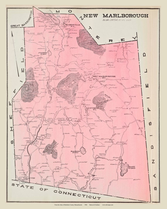 New Marlborough Ma Map New Marlborough 1904 Old Town Map Reprint Berkshire County | Etsy Australia
