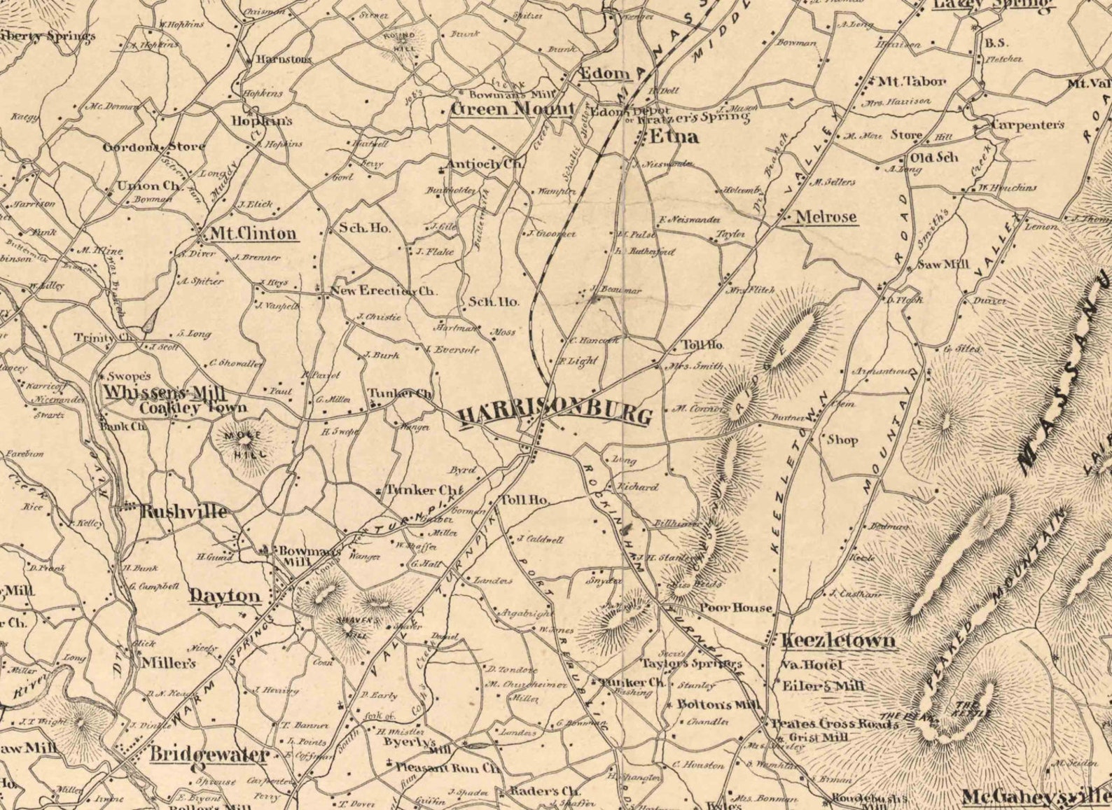 Rockingham County Virginia 1875 Old Wall Map With Homeowner Etsy