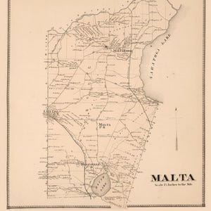 Malta 1866 - Old Town Map Reprint - Round Lake - Saratoga County, New York - Homeowner Names, Genealogy - NY Atlas
