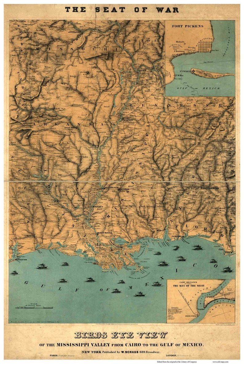 mississippi-river-valley-1861-civil-war-map-usa-etsy
